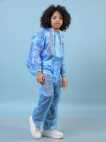 Image of Dollar Kids Waterproof PVC Raincoat Jacket & Pant Set | Zipper & Button Closure | Adjustable Hood & Pocket | Lightweight Full Body Rainwear Suit for Boys & Girls