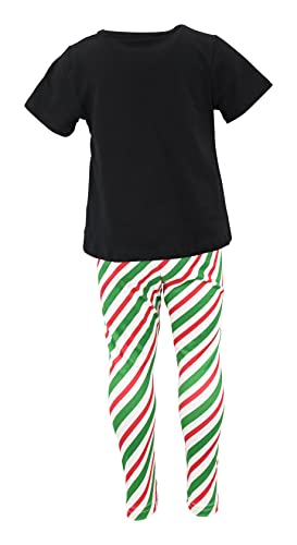 Image of Unique Baby 2 Piece Girls Printed Leggings Outfit with Short Sleeve Shirt Kid and Toddler Clothes Set