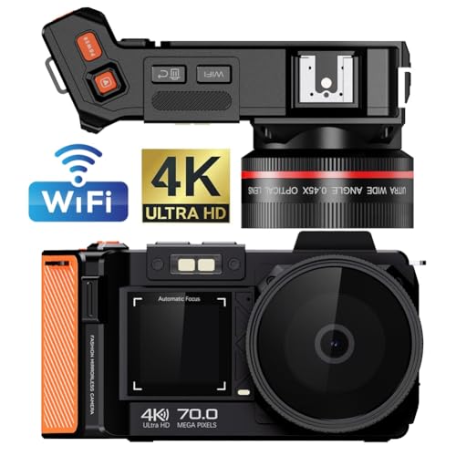 Cámara digital 4K UHD de 70 MP con zoom 50X y monocular de pantalla dual 7