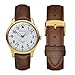 WOCCI 20mm Vintage Leather Watch Band for Men and Women, Gold Buckle (Dark Brown)