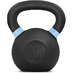 Yes4All Powder Coated Kettlebell, Cast Iron Core Kettlebells with Non-Slip Handle & Flat Bottom for Conditioning, Heavy Duty for Strength Training, 9lb to 71lb - Single & Pair