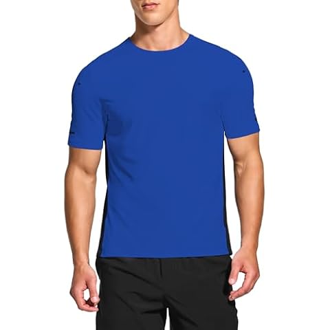 DEMOZU Men's Short Sleeve Running Workout Shirts Quick Dry Athletic Gym Tennis Swim Tee Shirts Big and Tall, Royal Blue, 3XLT Cover