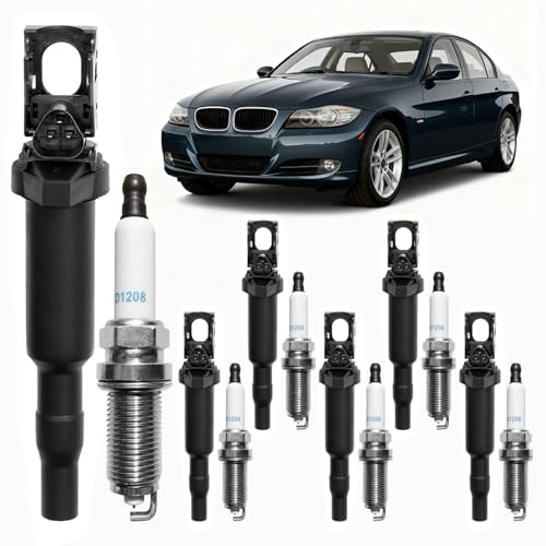 HQPASFY Ignition Coil Packs & Spark Plugs (Set of 6) Compatible with 2006-2013 BMW 328i/530i/X3/X5/128i/325xi/330i/330xi/525xi/528i/530xi 3.0L Replaces# 0221504470, UF592