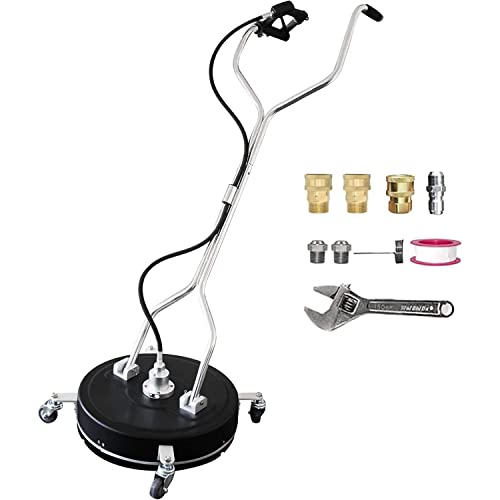 Sweet taize Pressure Washer Surface Cleaner, 21 Inch High Water Pressure Washing Plate Driveway Power Washer, Stainless Steel Brush Pan with 4 Wheels,Dual Handle,Stainless Steel Housing, 4000 PSI Max
