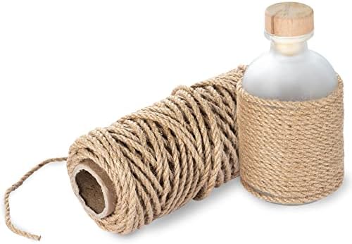 Jute Twine String 4mm Thick 100 Feet Heavy Duty Strong Hessian Jute Rope Natural Brown Garden Sisal Rope for Decoration Garden Crafts and Bundling Parcel Gift