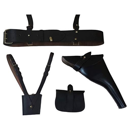 Sam Browne Belt with Sword Frog, Shoulder Strap, Ammo Pouch and Holster Dark Brown2
