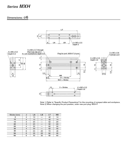 Table coulissante pneumatique MXH16-10 avec cylindre de guidage - 7