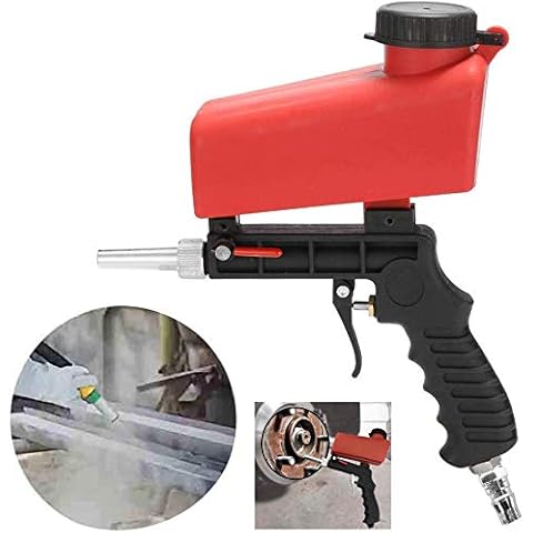 Boloniprod Power Sand Blaster Sand Blaster Gun Kit Handheld Pneumatic Gravity Feed Portable Sandblasting Gun Quick Connect, Filter, Media Guide. Works with All Blasting Abrasives (Red) Cover