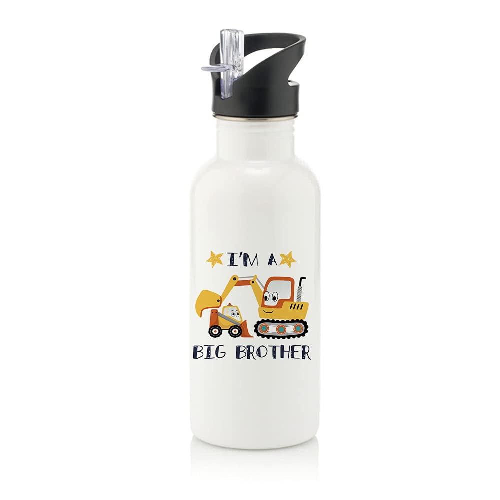 Giftme White I'm A Big Brother Funny Birthday/Secret Santa Siblings Gift Stainless Steel 600Ml Water Bottle With Straw. (White)
