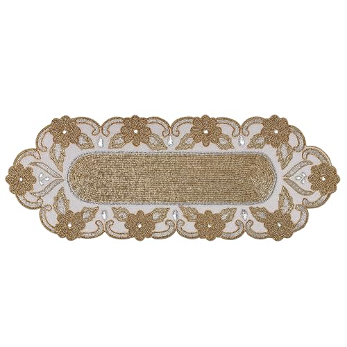 Elegant 36" Gold Beaded Table Runner – Handmade Decorative Beads
