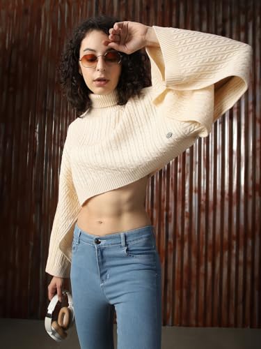 Image of High Star Women Acrylic Knitted Boxy Fit Turtle Neck Full Sleeves Sweaters 52