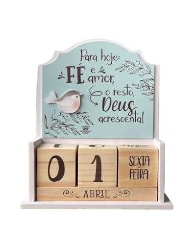 Calendário de Mesa Decorativo de Madeira Cru Permanente Enfeite de Decoração Escritório Sala Quarto