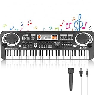 m zimoon Piano Keyboard for Kids, 61 Keys Kids Keyboard with Microphone Children's Portable Educational Musical Toy Electric Keyboards Piano for Kids Boys Girls Beginners