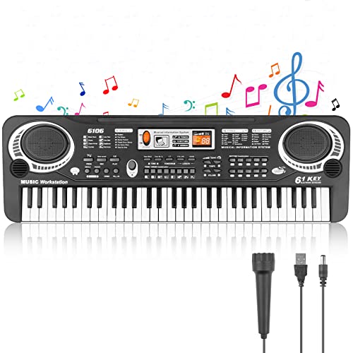 m zimoon Piano Keyboard for Kids, 61 Keys Kids Keyboard with Microphone Children's Portable Educational Musical Toy Electric Keyboards Piano for Kids Boys Girls Beginners