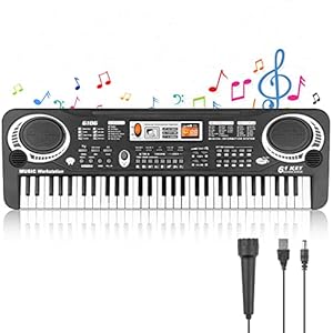 m zimoon Piano Keyboard for Kids, 61 Keys Kids Keyboard with Microphone Children’s Portable Educational Musical Toy…