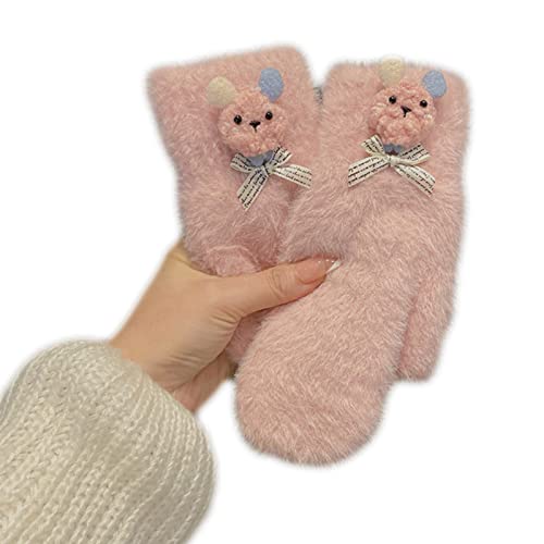 Lovely Animal Mittens Plush Gloves Full Finger Knitted Mittens Winter Mittens Cartoon Gloves