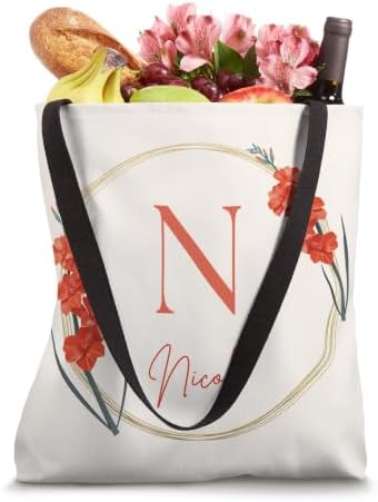 Nicolle N August Gladiolus Personalized Floral Monogram Gift Tote Bag - 3