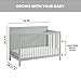 Oxford Baby Essentials Full Size 4-in-1 Convertible Crib with Round Spindles, Gray, GreenGuard Gold Certified