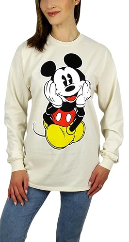 Image of Disney Mickey Mouse Long Sleeve Tee (US, Alpha, Small, Regular, Regular, Retro Natural)