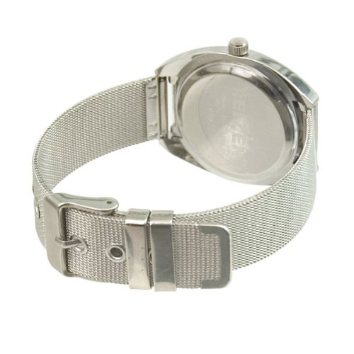 Unisex Braille Watch-Chrome-Steel Mesh Band-White Dial #TOP2