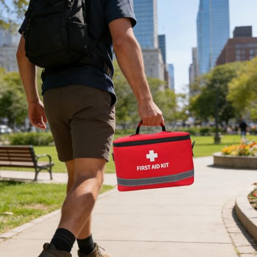 Image of DOITOOL Portable First Aid Bag Empty Medical Storage Bag Red Shoulder Medicine Pouch First Aid Organizer for Camping Hiking Home Car Outdoor Travel