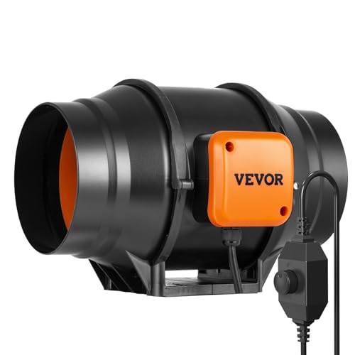 VEVOR Inline Duct Fan, 6-Inch 400 CFM with Variable Speed Controller, Quiet AC-Motor Ventilation Exhaust Fan for Cooling Booster, Grow Tents, Hydroponics