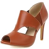 peep toes louboutin  CuteFlats Sandalias de tacón alto para mujer, marrón, 45 EU