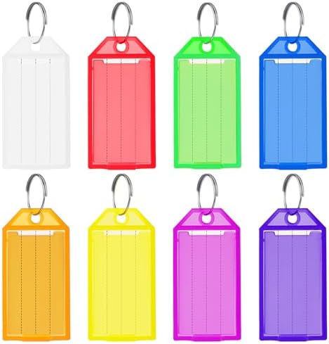 Amazon.com: LXUEJIE 40Pcs Plastic Key Tags with Blank Labels, Key ...