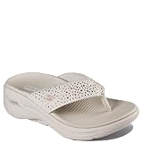 Skechers Go Walk Arch Fit Knit Sandal with Rhinestones Natural 10 B (M)