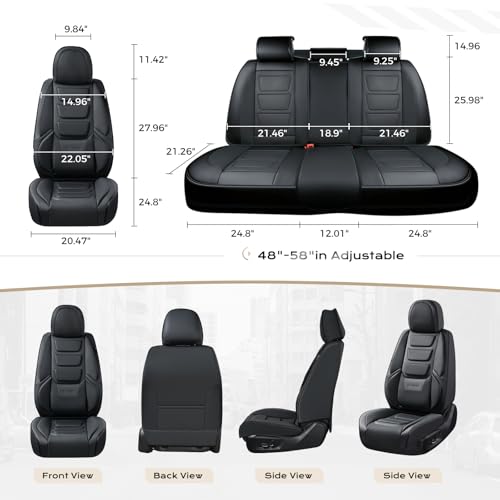 Image of Coverado Car Seat Covers, Front Covers for Cars, Car Seat Cover Front Seats, Automotive Seat Cover, Waterproof, Leather Car Seat Cushion, Universal Interior Covers Seat Protectors for Most Cars Black