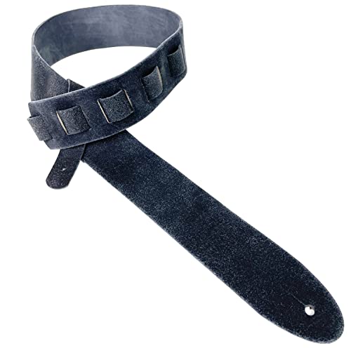 Walker And Williams STR-02 Distressed Elephant Gray Top Grain Thick Italian Leather Guitar Strap For Acoustic, Electric, And Bass Guitars