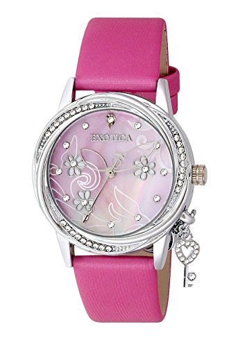 Exotica Fashions Ladies Watch with Water Resistance PNP case with Diamond Studed on Dial and Fuschia Leather Band (B01KLUDINO) Amazon Price History, Amazon Price Tracker