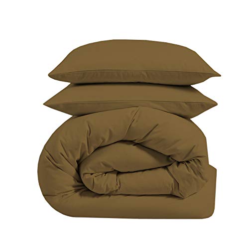 Indore Cotton - Microfiber Duvet Cover, Rajai Cover, Quilt Cover, Blanket Cover Set - Zipper Closure Style (1 Rajai Cover & 2 Pillow Cover) (Size_Cot Bed Duvet Cover with Color_Taupe Solid)