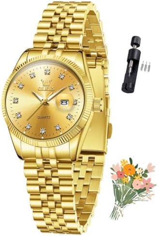 OLEVS Watches for Women Diamond Luxury Dress Women Watches Analog Quartz Waterproof Day Date Stainless Steel Wristwatch