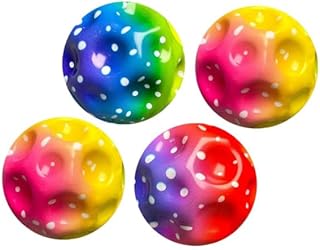 مجموعة كرات استرو مطاطة شكل قمر 4 قطع للاطفال - متعدد الالوان