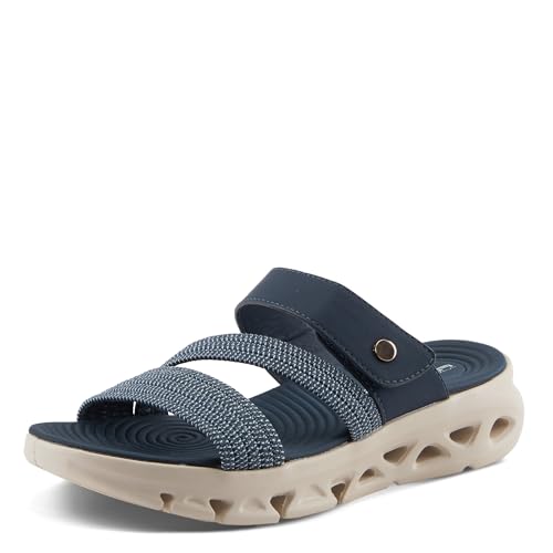 Flexus Women's GALVANESA Slides – Adjustable Hook and Loop Wedge Sandals with Anatomic Footbed and Sporty Outsole