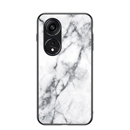 Jiajihua Cover Compatible with Oppo A58 4G 【PC Panel+Tempering Glass+TPU Silicone】 3 in 1 Shockproof Phone Case White