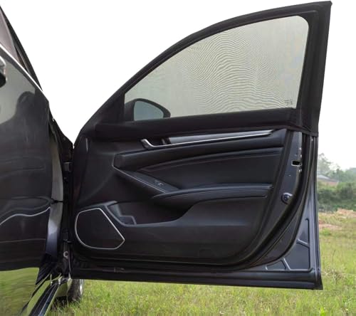 Car Front Side Window Shades, Elastic Mesh Car Window Sun Shades Screen Mosquito Net, Fit 95% of Cars, SUVs Camping, Reduce UV Rays,Sun Glare,