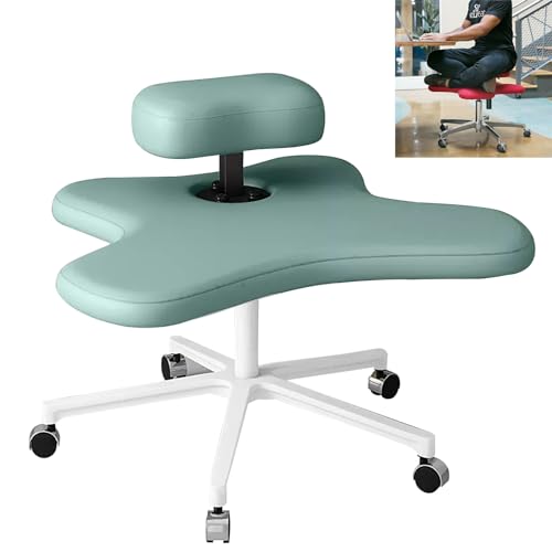 Silla ergonómica de Rodillas con Ruedas, Silla de meditación, Silla de Escritorio para Oficina en casa, Silla de Rodillas con Patas Cruzadas y 2 Cojines Ajustables en Altura para r