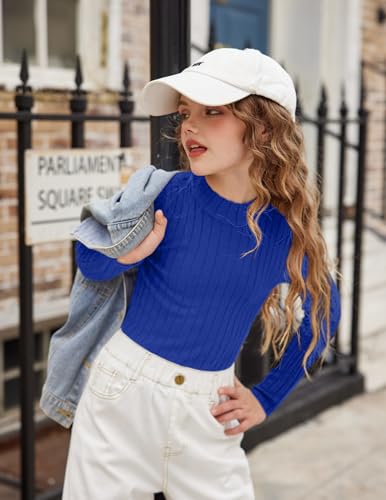 Image of Arshiner Girls Half Turtleneck Long Sleeve Knit Slim Sweater Pullover Tops
