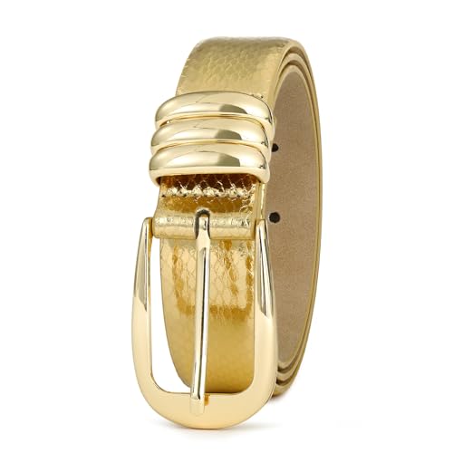 Gold Leather Belt for Women Metallic Shiny with Gold Buckle for Evening Dresses Formal Events2