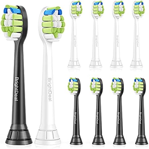 10 Pack Replacement Toothbrush Heads - Electric Replacement Brush Heads Compatible with Protectiveclean, HealthyWhite, FlexCare, EasyClean-5 Black, 5 White Cover