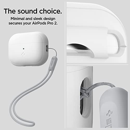 Spigen Silicone Fit Designed For Airpods Pro 2Nd Generation Case (2022) Airpods Pro 2 Case With Lanyard Strap - White / Gray #TOP2