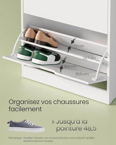 Meuble à chaussures Custos 10-12 paires Blanc, VASAGLE