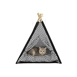 RONGJJ Kreativ Katzenhöhle Katzenbett, Kleines Zelt Katzenkorb zum Schlafen, für Kleine bis Mittlere Größe Katzen rutschfest Design 60 * 80 * 80cm, Black