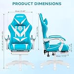 HOFFREE Massage Gaming Chair for Kids Computer Gamer Chair with Footrest and Lumbar Support Reclining PC Game Chair with Headrest (Light Blue+White) - Image 2