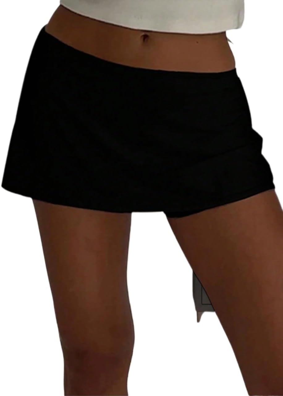 Short Skirt Mini Skorts Casual Solid Low Rise Short Skirt for Women