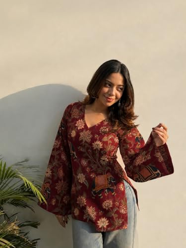 Image of ANNI Designer Cotton Short Kurti for Women | Stylish Kurti | Short Kurti Top | Casual Kurta for Women | Comfortable Cotton Kurtis for Womens