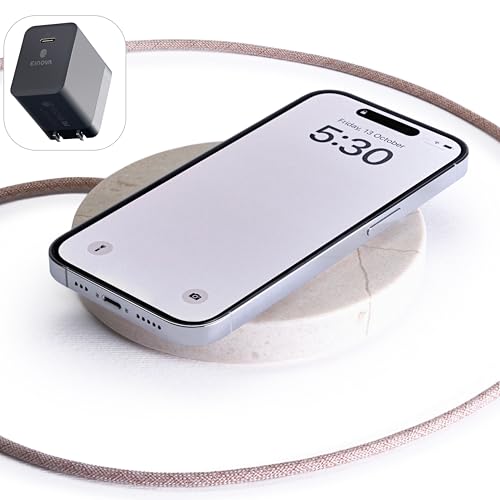 Einova Classic Stone - Marble Wireless Charger Wireless Charging Pad | 30W Adapter + Integrated 6 ft USB-C Cable - Cream Marble