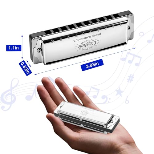 Professional Harmonica Set 4 Pack, 10 Hole 20 Tone Blues Harp in Keys C G D A, Silver Diatonic Mouth Organ Bundle with Stainless Steel Cover for Practice, Studio, Band Jam & Stage Performance - Les Beatles, Paul McCartney, John Lennon, RIngo Starr, George Harrison Professional Harmonica Set 4 Pack, 10 Hole 20 Tone Blues Harp in Keys C G D A, Silver Diatonic Mouth Organ Bundle with Stainless Steel Cover for Practice, Studio, Band Jam & Stage Performance – Image 4
